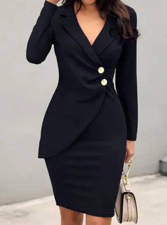 Slim Fitting Buttocks Bottom Button-Up Dress