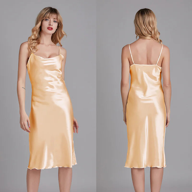 Cowl Neck Silk Dress