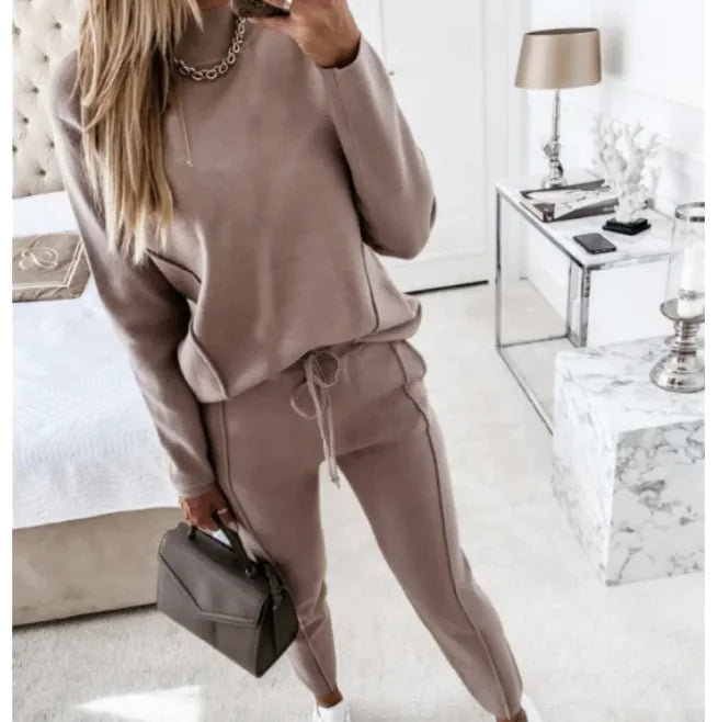 Turtle Neck Long Sleeve Fleece Trousers