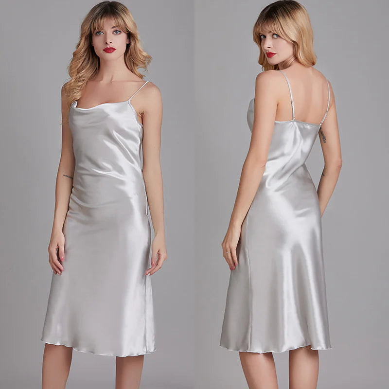 Cowl Neck Silk Dress