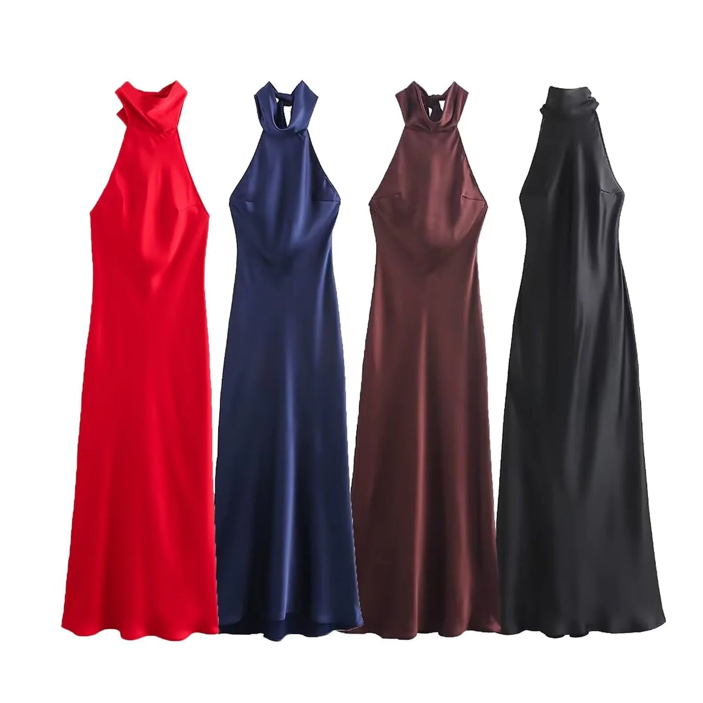 Silk Satin Backless Dress