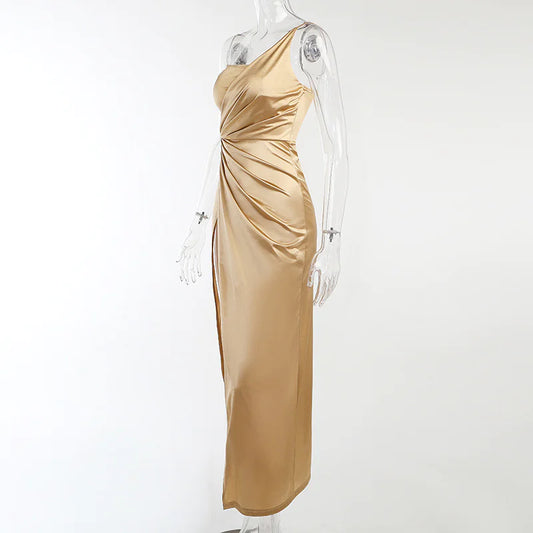 Elegant Satin Strapless Slim Dress – Y2K Party Wear